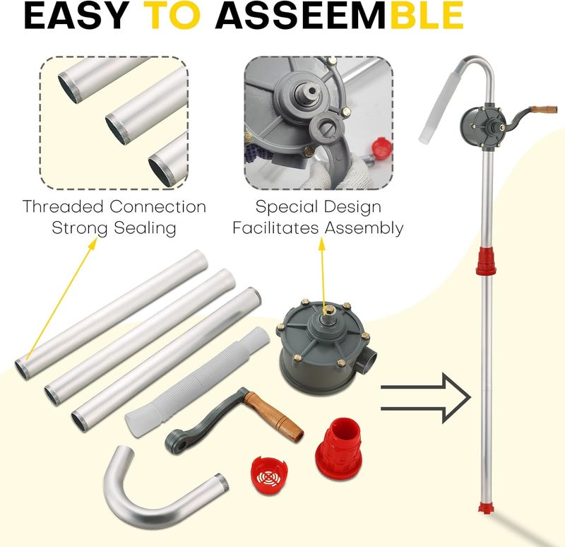 Acymner Aluminum Rotary Hand Barrel Pump | 5 to 55 Gallon Drum Pump Corrosion-Resistant Rotary Barrel Pump with Hand Crank for Oil Transfer - Image 4
